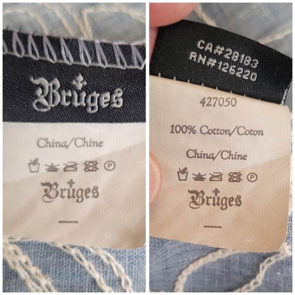 Bruges Blue Chambray Floral Embroidered Pompom Fringe Shawl - Picture 5 of 6